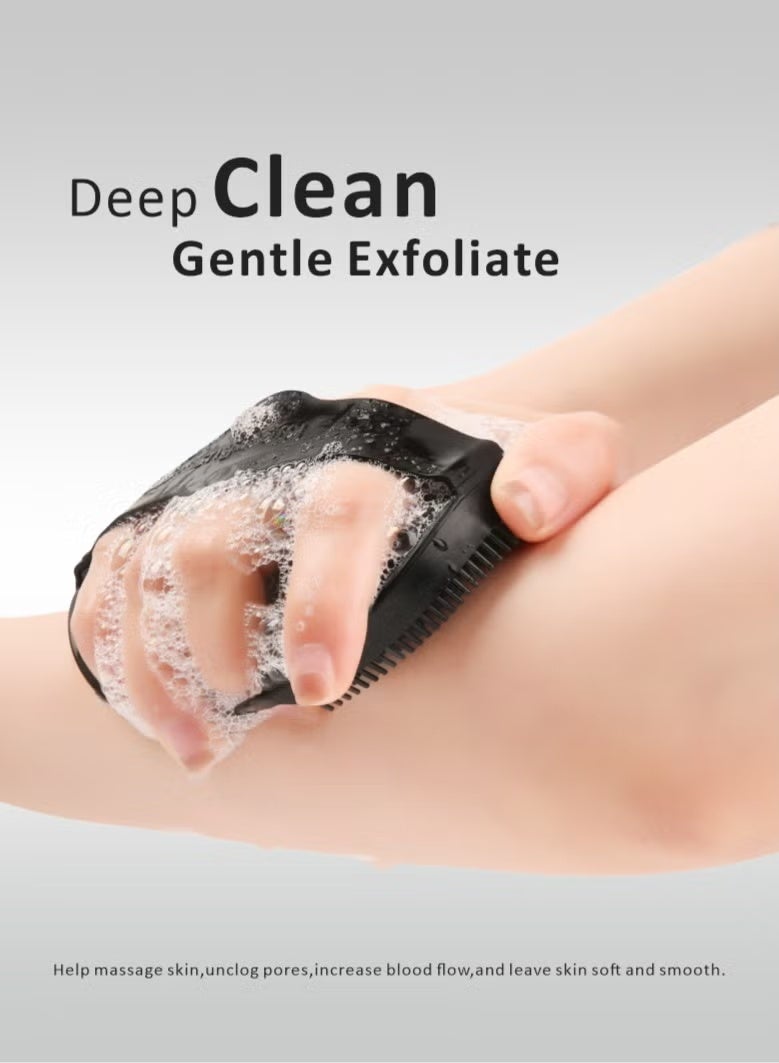Ruili Antibacterial silicone body scrub brush, exfoliating bath brush, suitable for sensitive skin, eco-friendly bath scrub brush, deep cleanses the body, non-slip handle, gentle massage (black). - Image 5